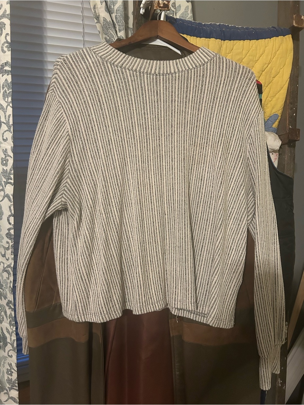 Lush Striped Crewneck Sweater in Cream and Gray